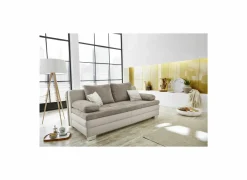 Zetelbedden|Slaapbanken|Zetelbed Lincoln 2 persoons - 203x102cm -  stof & lederlook - taupe & beige