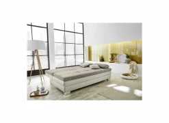 Zetelbedden|Slaapbanken|Zetelbed Lincoln 2 persoons - 203x102cm -  stof & lederlook - taupe & beige