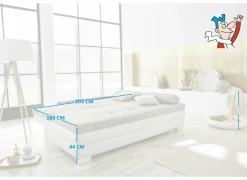 Zetelbedden|Slaapbanken|Zetelbed Lincoln 2 persoons - 203x102cm -  stof & lederlook - taupe & beige