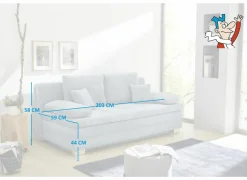 Slaapbanken|Zetelbed Lindau 2 persoons - 203x106cm - stof - blauw