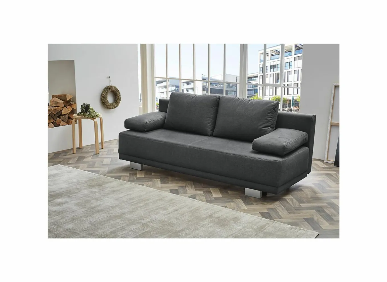 Zetelbedden|Zetelbed Luzio 2 persoons stof antraciet