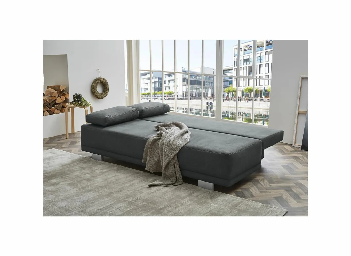 Zetelbedden|Zetelbed Luzio 2 persoons stof antraciet