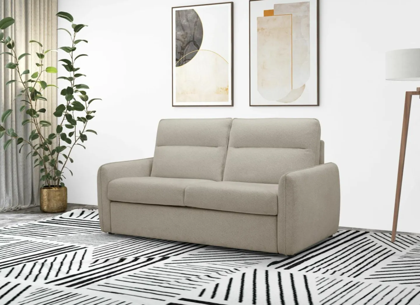 Zetelbed Milan 2 persoons - 195x95cm - stof - taupe- Zetelbedden