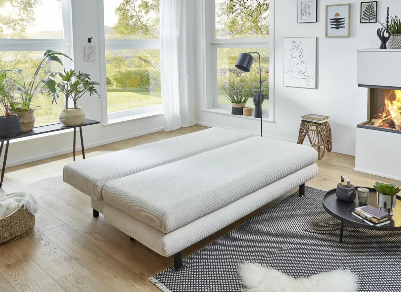 Zetelbedden|Zetelbed SO240 Bern 2 persoons - stof - beige