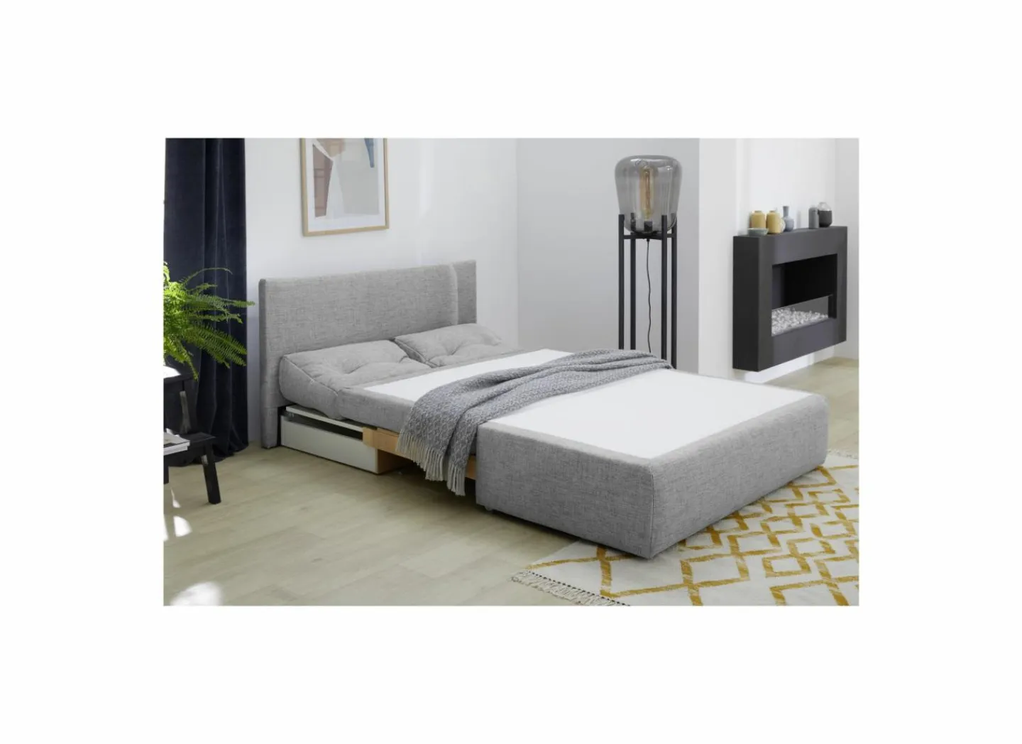 Zetelbed Torben 2-zit - stof - grijs- Zetelbedden|2-Zits Zetels